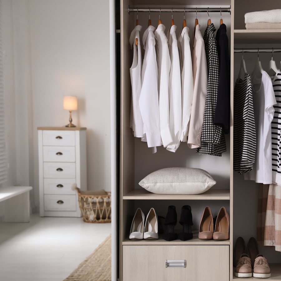 An organized walk-in closet